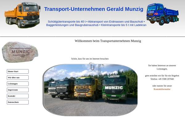 Vorschau von www.munzig.de, Transportunternehmen Gerald Munzig