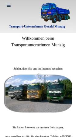 Vorschau der mobilen Webseite www.munzig.de, Transportunternehmen Gerald Munzig