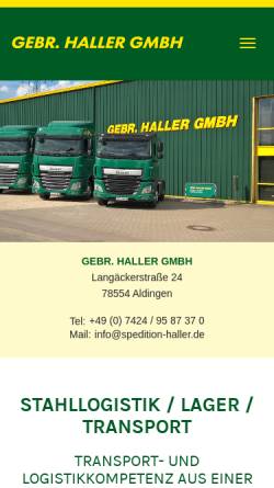 Vorschau der mobilen Webseite www.spedition-haller.de, Gebr. Haller GmbH