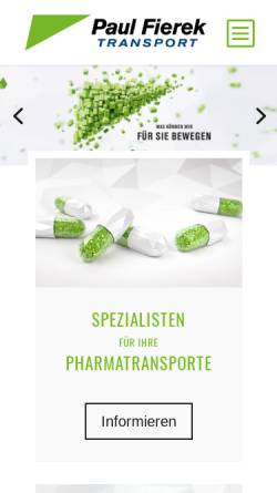 Vorschau der mobilen Webseite fierek.de, Paul Fierek Spedition GmbH