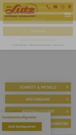 Vorschau der mobilen Webseite www.willi-lutz.de, Willi Lutz GmbH & Co KG