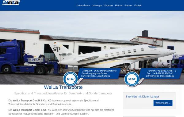 Vorschau von www.weila-transporte.de, WeiLa Transport GmbH & Co. KG