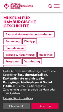Vorschau der mobilen Webseite shmh.de, Klingendes Museum Hamburg