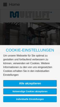 Vorschau der mobilen Webseite multilift.de, Multilift Transportsysteme GmbH & Co. KG