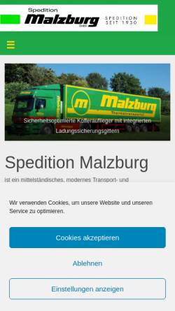 Vorschau der mobilen Webseite www.malzburg.de, Spedition Malzburg GmbH
