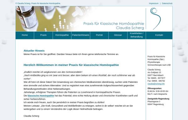 Vorschau von www.homoeopathie-regensburg-scherg.de, Praxis für Klassische Homöopathie Claudia Scherg