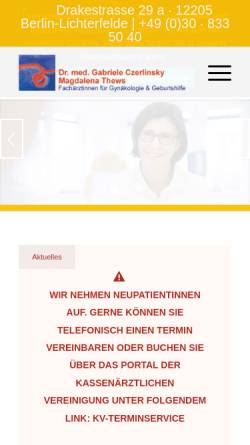 Vorschau der mobilen Webseite www.frauenaerztin-berlin-lichterfelde.de, Dr. med. Gabriele Czerlinsky