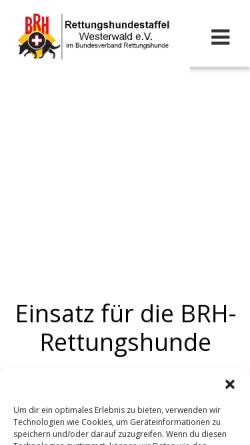 Vorschau der mobilen Webseite rhs-westerwald.org, BRH Rettungshundestafffel Westerwald.e.V.