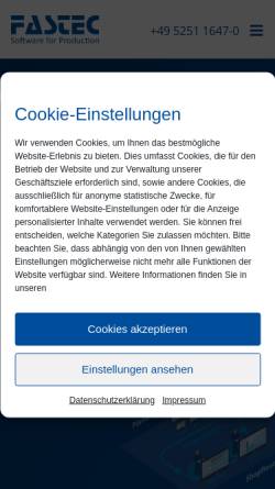 Vorschau der mobilen Webseite www.fastec.de, Fastec GmbH - easyOEE,
