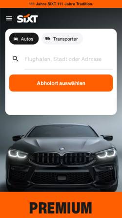 Vorschau der mobilen Webseite www.sixt.de, Sixt GmbH & Co. Autovermietung KG
