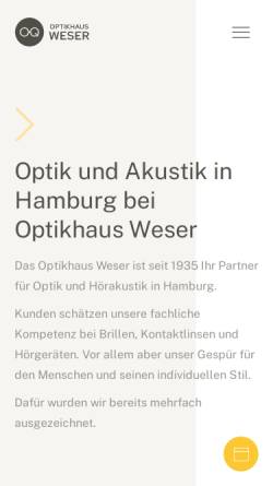 Vorschau der mobilen Webseite www.optik-weser.de, Optik Weser - Individuelle Beratung zu Brillen, Sonnenbrillen, Contactlinsen