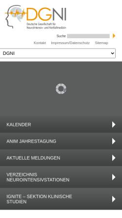 Vorschau der mobilen Webseite www.dgni.de, Deutsche Gesellschaft für Neurointensiv- und Notfallmedizin DGNI