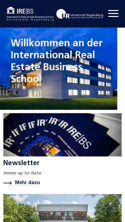 Vorschau der mobilen Webseite www.irebs.de, IREBS Institut für Immobilienwirtschaft an der Universität Regensburg