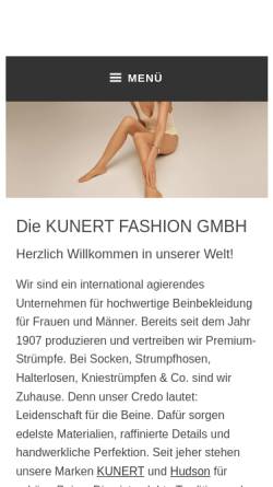 Vorschau der mobilen Webseite corporate.kunert.de, Kunert Fashion GmbH & Co. KG