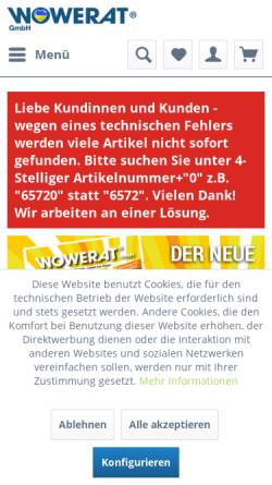 Vorschau der mobilen Webseite wowerat.de, Wowerat GmbH