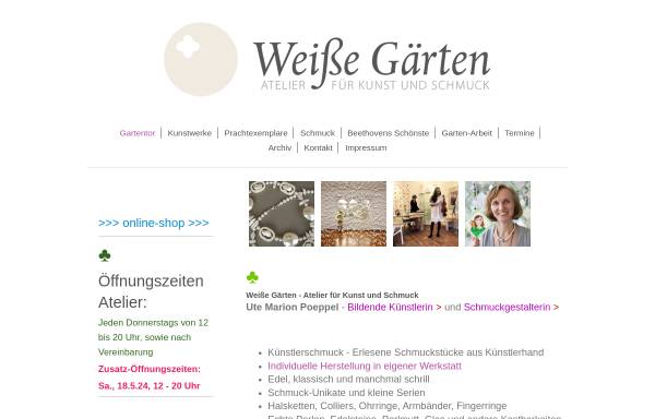 Vorschau von www.weisse-gaerten.de, Weiße Gärten, Atelier für Kunst und Schmuck
