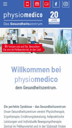 Vorschau der mobilen Webseite www.physiomedico.de, Physiomedico