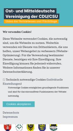 Vorschau der mobilen Webseite www.omv.cdu.de, Ost- und Mitteldeutsche Vereinigung der CDU/CSU (OMV)