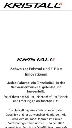 Vorschau der mobilen Webseite kristallvelo.ch, Baltensperger & Partner AG