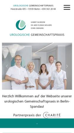 Vorschau der mobilen Webseite www.urologie-heerstrasse.de, Dietmar Rohm und Dr. Florian Wolkers