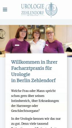 Vorschau der mobilen Webseite www.urologie-zehlendorf.de, Dr. med. Hartmut Wegner