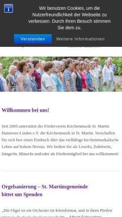 Vorschau der mobilen Webseite www.musik-in-st-martin.de, Förderverein Kirchenmusik St. Martin Hannover-Linden e.V.