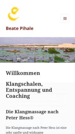 Vorschau der mobilen Webseite www.b-pihale.de, Klangschalen, Entspannung und Coaching
