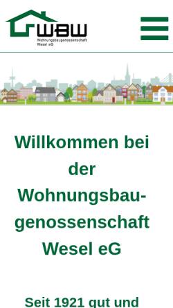 Vorschau der mobilen Webseite www.wohnbau-wesel.de, Barrierefreies Wohnen für Jedermann