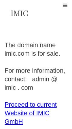 Vorschau der mobilen Webseite www.imic.com, IMIC GmbH