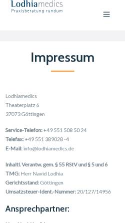 Vorschau der mobilen Webseite www.lodhiamedics.de, Lodhiamedics GbR - Arztvermittlung