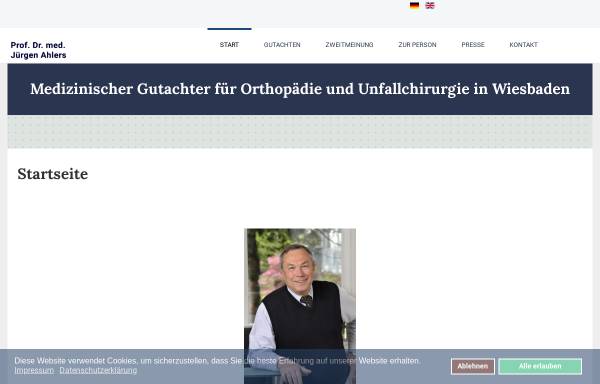Vorschau von www.unfallchirurgie.com, Prof. Dr. med. Juergen Ahlers