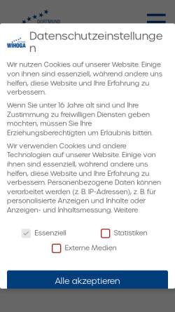Vorschau der mobilen Webseite www.wihoga.de, Wihoga Dortmund - Wirtschaftsschulen für Hotellerie und Gastronomie