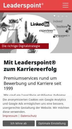 Vorschau der mobilen Webseite www.leaderspoint.de, TK Management & Leaderspoint GmbH