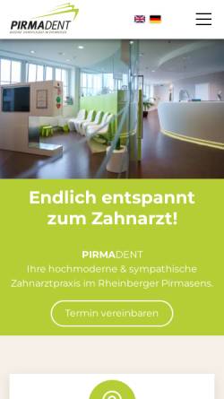 Vorschau der mobilen Webseite www.pirmadent.de, Pirmadent