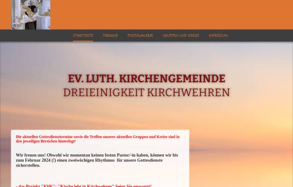 Vorschau von www.kirche-kirchwehren.de, Evang. luth. Kirchengemeinde Dreieinigkeit Kirchwehren