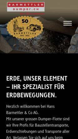 Vorschau der mobilen Webseite www.dumper.ch, Hans Barmettler + Co. AG