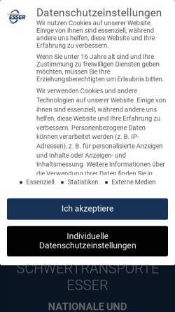 Vorschau der mobilen Webseite schwertransporte-esser.de, Schwertransporte Esser e. K.
