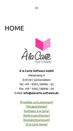 Vorschau der mobilen Webseite www.alacarte-software.de, A la Carte Software GmbH