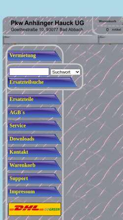 Vorschau der mobilen Webseite www.pkw-anhaenger-hauck.de, Pkw-Anhänger Hauck
