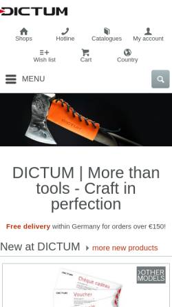 Vorschau der mobilen Webseite www.dictum.com, Dictum GmbH - Japanmesser