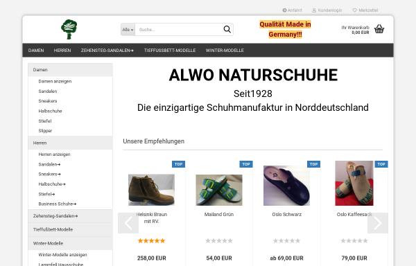 Vorschau von www.alwo-schuh.de, Alwo Naturschuh Fabrik - Schuhmachermeister Udo Wolters