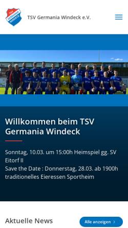 Vorschau der mobilen Webseite www.germania-windeck.de, TSV GERMANIA Windeck e.V.