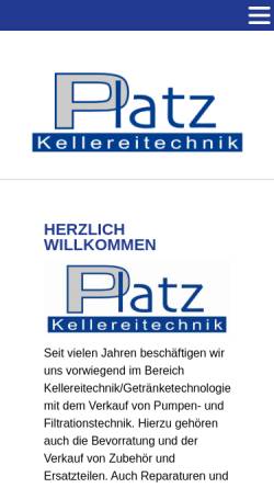 Vorschau der mobilen Webseite www.platz-kellereitechnik.de, Platz Kellereitechnik GmbH