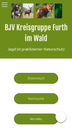 Vorschau der mobilen Webseite www.jagd-furth.de, BJK Kreisgruppe Furth im Wald im Landesverband Bayern e.V.