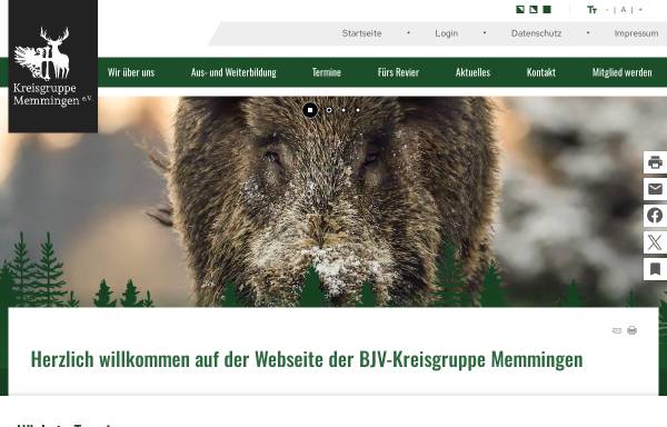 Vorschau von www.jagd-memmingen.de, Kreisgruppe Memmingen e.V. des Bayerischen Landesjagdverbandes e.V.