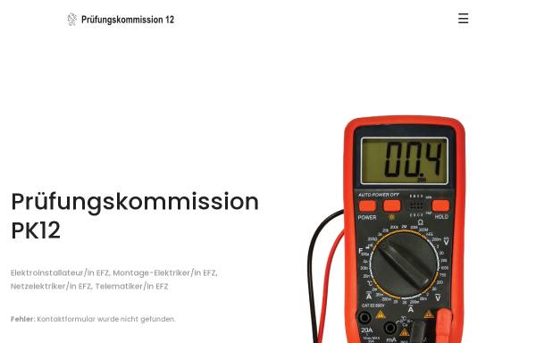 Vorschau von pk12.ch, Prüfungskommission 12 Elektroberufe