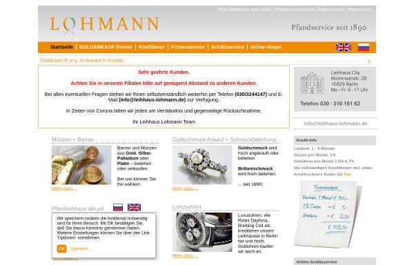 Vorschau von www.leihhaus-lohmann-berlin.de, Leihhaus Christian Lohmann