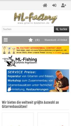 Vorschau der mobilen Webseite www.gitarre-bestellen.de, ML-Factory, Inh. Matthias List