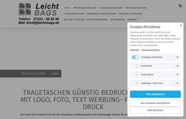 Vorschau von www.leicht-bags.de, Bernd Leicht Handelsvertretungen
