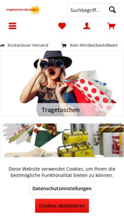 Vorschau der mobilen Webseite www.tragetaschen-discount.de, Papierverarbeitung Hellmuth Schwender GmbH